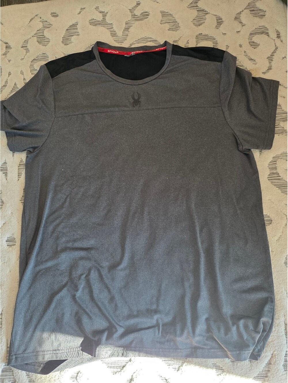 Spyder Men's Grey and Black Athletic Performance T-Shirt, Size Large